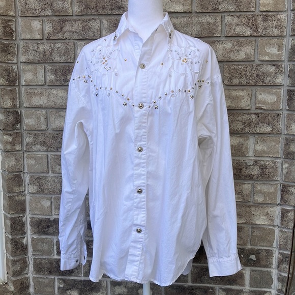 Vintage Beaded Western Metallic Star Snap Shirt - Picture 9 of 15